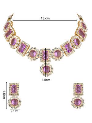 traditional stone studded necklace jewellery set 4