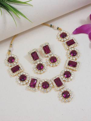 traditional stone studded necklace jewellery set 1