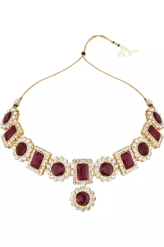 traditional stone studded necklace jewellery set