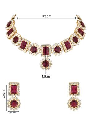 traditional stone studded necklace jewellery set 4