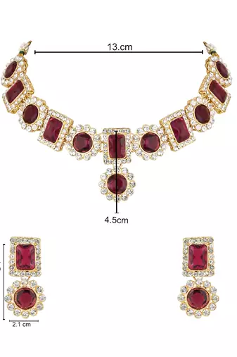 traditional stone studded necklace jewellery set