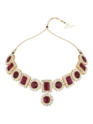 traditional stone studded necklace jewellery set 5