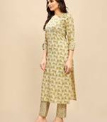 women's cotton blend straight printed daily wear casual kurta & pant set - lzvzcr-726-fuchsia pink-s