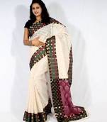 Designer supernet fancy aanchal border saree