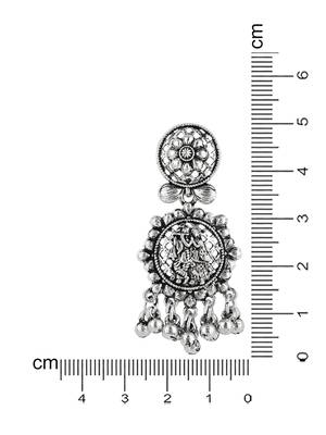 silver oxidised afghani style radhe krishna flute figurative designer earrings 5