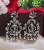 ethnic design silver oxidised afghani style lightweight festive occasional wear earrings