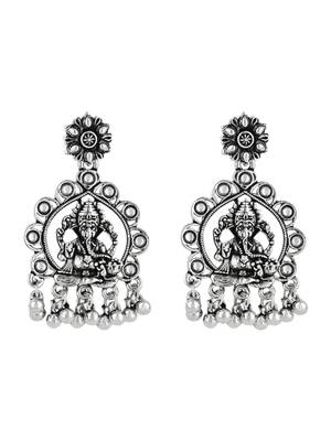 ethnic design silver oxidised afghani style lightweight festive occasional wear earrings 2