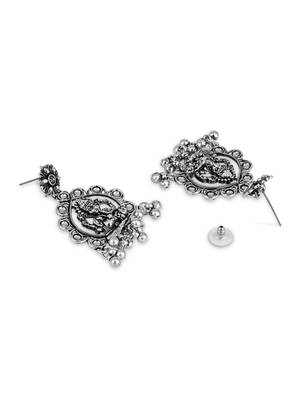 ethnic design silver oxidised afghani style lightweight festive occasional wear earrings 3