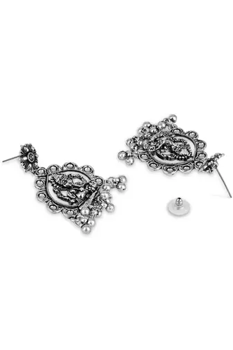 ethnic design silver oxidised afghani style lightweight festive occasional wear earrings