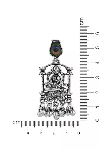 I jewels ethnic silver oxidised afghani boho peacock feather dangle earring