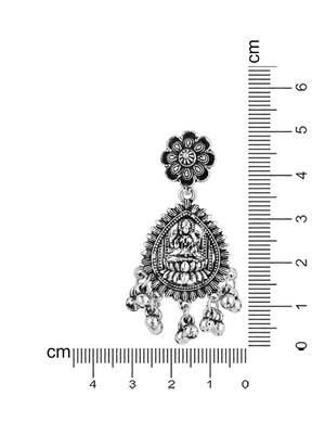 ethnic silver oxidised afghani style floral design temple earrings 5
