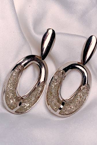 latest fashion stylish silver plated lightweight classic chunky hoops earrings