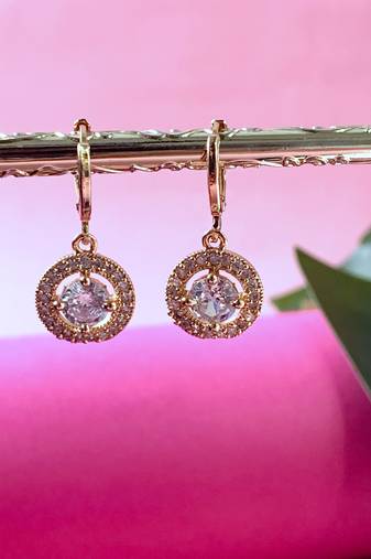 I jewels stylish latest fashion rose dangle hoop earrings