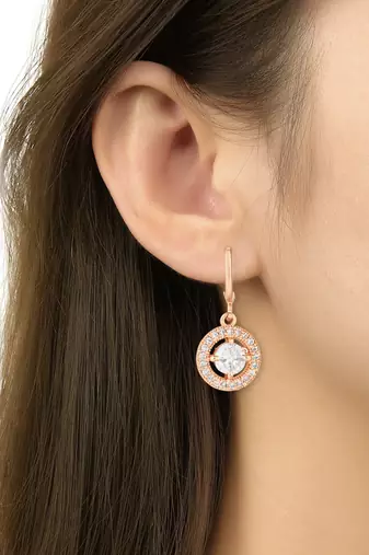 I jewels stylish latest fashion rose dangle hoop earrings