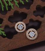 stylish latest fashion rose cubic zirconia round shape stud earrings