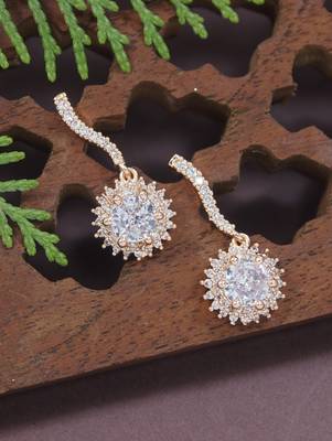 I jewels stylish latest fashion rose cubic zirconia trendy stud earrings 1