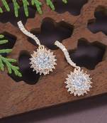 I jewels stylish latest fashion rose cubic zirconia trendy stud earrings