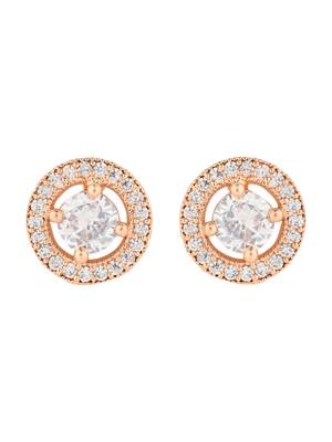 stylish latest fashion rose cubic zirconia round shape stud earrings 2