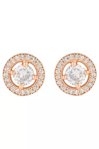 stylish latest fashion rose cubic zirconia round shape stud earrings