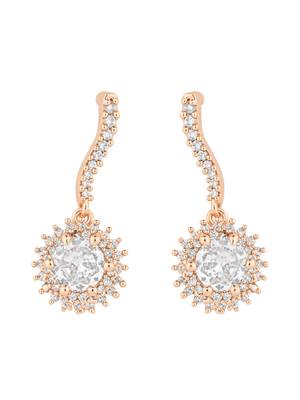 I jewels stylish latest fashion rose cubic zirconia trendy stud earrings 2