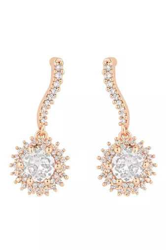 I jewels stylish latest fashion rose cubic zirconia trendy stud earrings