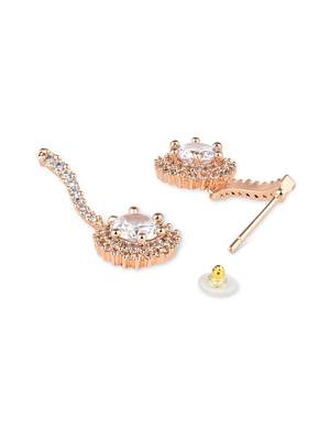 I jewels stylish latest fashion rose cubic zirconia trendy stud earrings 3