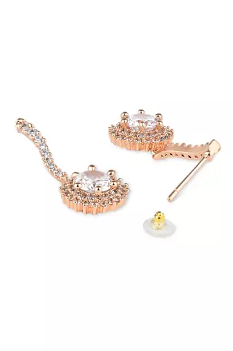 I jewels stylish latest fashion rose cubic zirconia trendy stud earrings