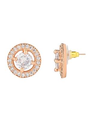 stylish latest fashion rose cubic zirconia round shape stud earrings 3