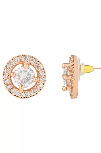 stylish latest fashion rose cubic zirconia round shape stud earrings
