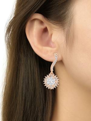 I jewels stylish latest fashion rose cubic zirconia trendy stud earrings 4
