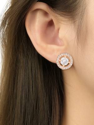 stylish latest fashion rose cubic zirconia round shape stud earrings 4