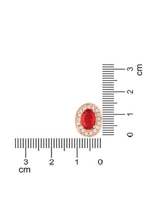 I jewels stylish latest fashion rose cz american diamond oval shape stud earrings 5