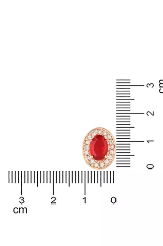 I jewels stylish latest fashion rose cz american diamond oval shape stud earrings