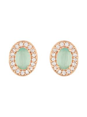 stylish latest fashion rose cz american diamond oval shape stud earrings 2