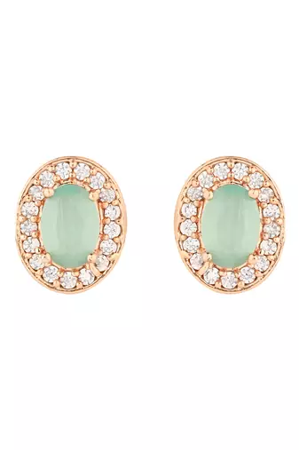 stylish latest fashion rose cz american diamond oval shape stud earrings