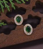 I jewels stylish latest fashion rose cz american diamond oval shape stud earrings