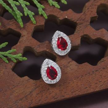 stylish latest fashion silver plated cz american diamond stud earrings 1