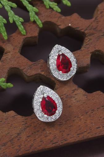 stylish latest fashion silver plated cz american diamond stud earrings