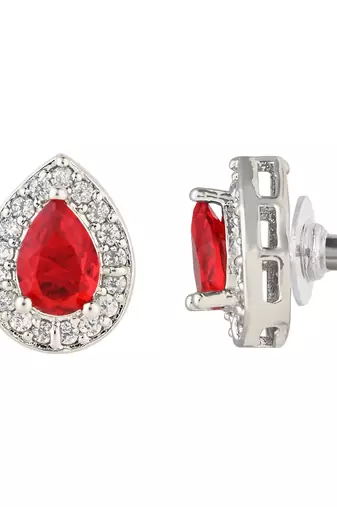 stylish latest fashion silver plated cz american diamond stud earrings