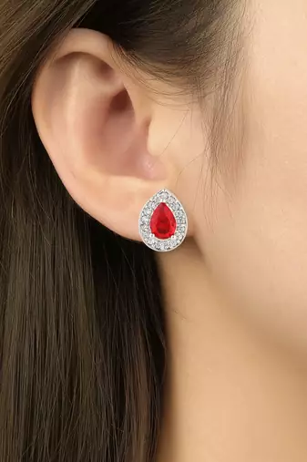 stylish latest fashion silver plated cz american diamond stud earrings