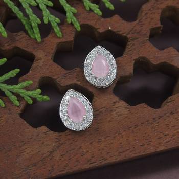 stylish latest fashion silver plated cz american diamond stud earrings 1