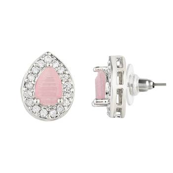 stylish latest fashion silver plated cz american diamond stud earrings 3