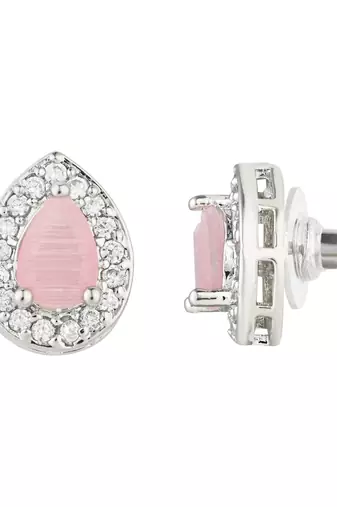 stylish latest fashion silver plated cz american diamond stud earrings