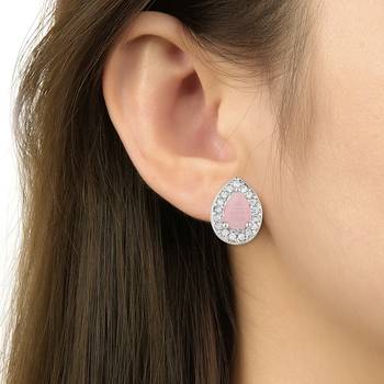 stylish latest fashion silver plated cz american diamond stud earrings 4