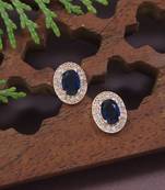 stylish latest fashion rose cz american diamond oval shape stud earrings