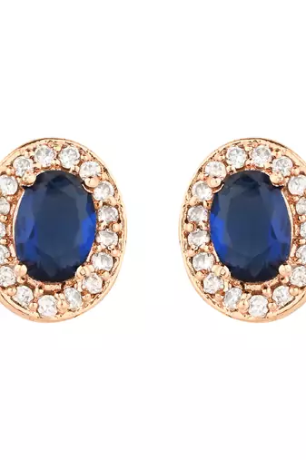 stylish latest fashion rose cz american diamond oval shape stud earrings