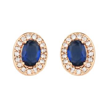 stylish latest fashion rose cz american diamond oval shape stud earrings 3
