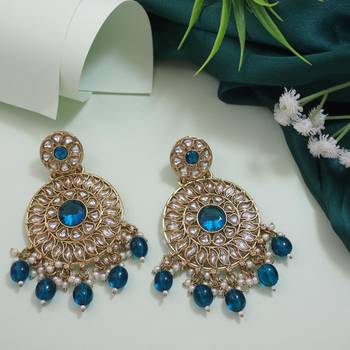 traditional handcrafted kundan pearl floral design earrings 1