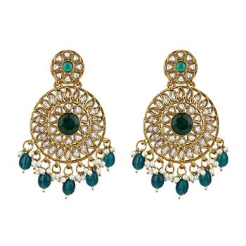 traditional handcrafted kundan pearl floral design earrings 2