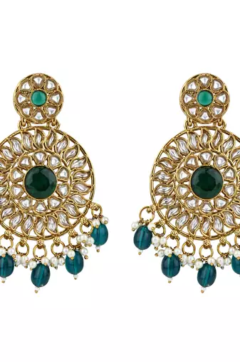 traditional handcrafted kundan pearl floral design earrings